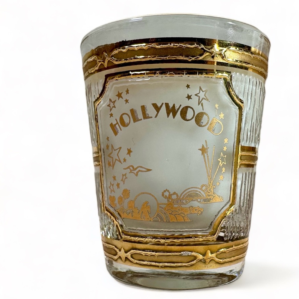 CULVER, HOLLYWOOD CHINESE THEATER, Shot Glass,1950-60's, 22k Gold Retro …